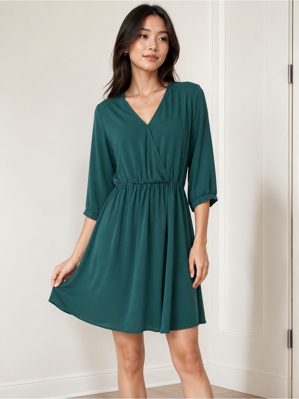 Lush Emerald Green Wrap Dress | Size M